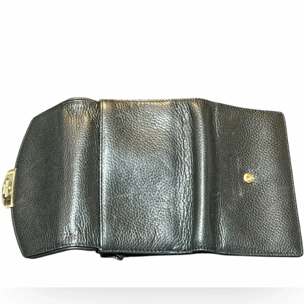 KATE SPADE Callie Mulberry Street Black Tri-fold Pebble Leather Wallet